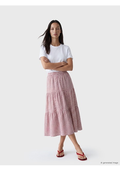 Lcwaıkıkı Classic Pembe Beli Lastikli Ekose Katkat Etek