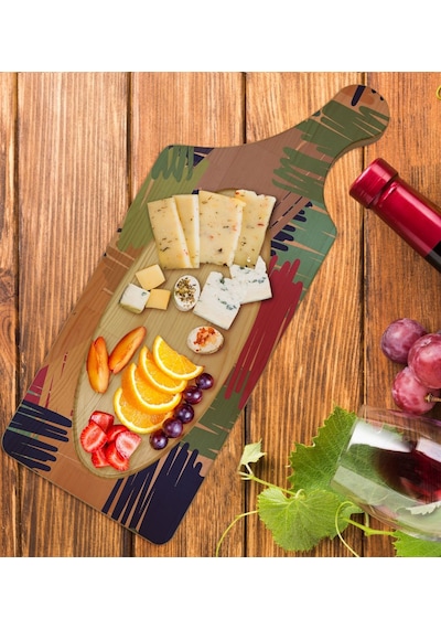 Bk Gift Modern Art Tasarımlı Dikdörtgen Şeklinde Doğal Ahşap Servis Ve Sunum Tabağı Model 11