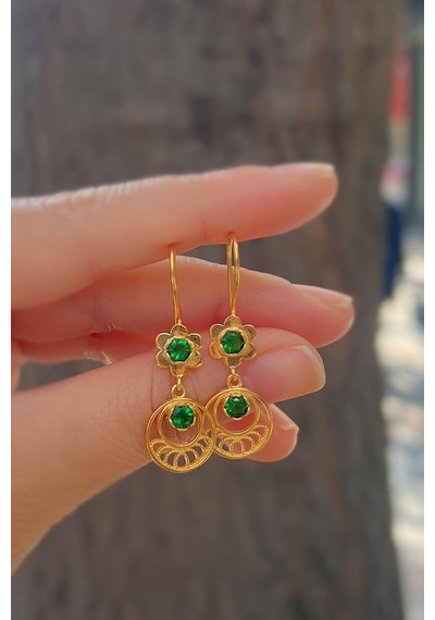 Gümüş Yeşil Taşlı Telkari Küpe İs5562e3 Diğer