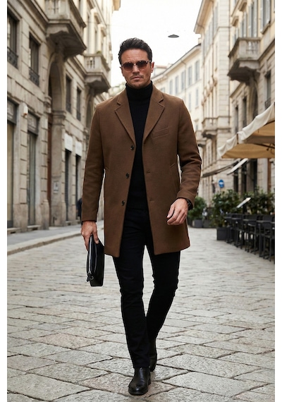 Buratti Slim Fit Tek Yırtmaçlı Düğmeli Mono Yaka Kaşe Erkek Kaban 5840098 Taba Buratti Slim Fit Tek Yırtmaçlı Düğmeli Mono Yaka Kaşe Erkek Kaban 5840098 Taba