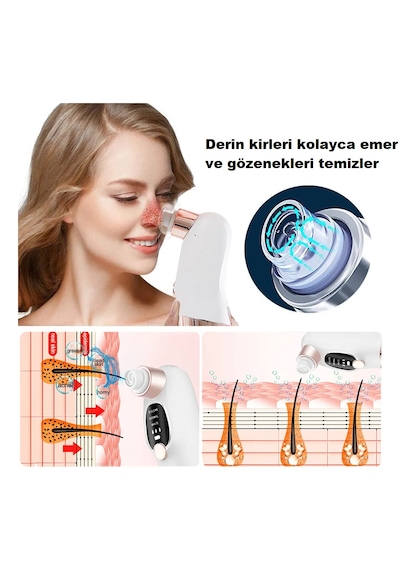 3 Modlu Vakumlu Siyah Nokta Temizleyici Su Bazlı Gözenek Temizleme Usb Şarjlı Cihaz