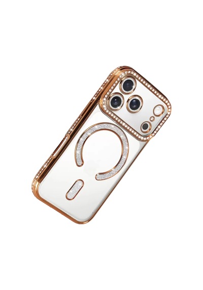 Newface Apple İphone 17 Pro Joke Simli Magneticsafe Kılıf - Turuncu