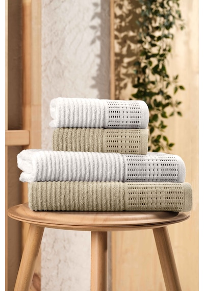 Mira Home 4 Parça Maral Battal %100 Pamuklu Banyo Havlu Takımı 90x160 Cm Bej