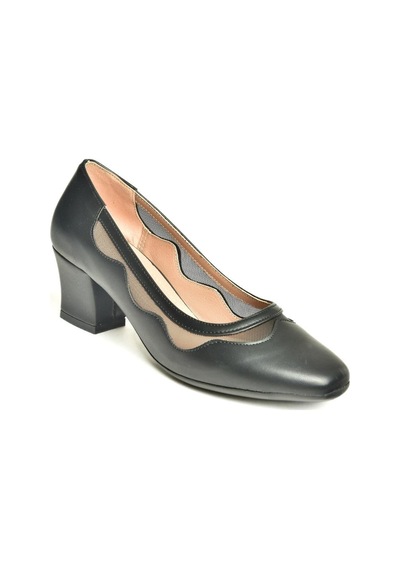 Fox Shoes U820052809 Siyah Kalın Topuklu Kadın Ayakkabı Siyah
