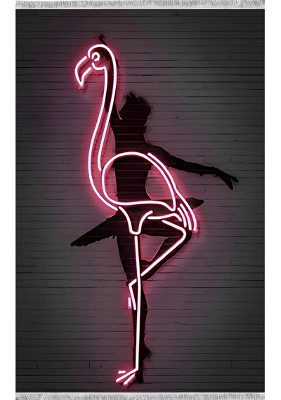 Yansıma Işık Görünümlü Flamingo Özel Tasarım Modern Halı Dekoratif Kilim Gri