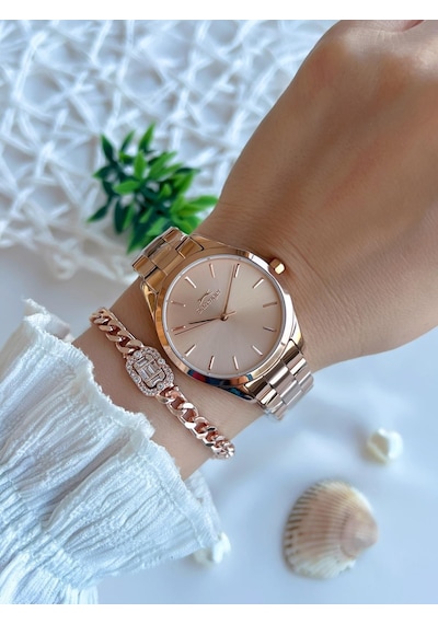 Slazenger Yeni Sezon Elite Model 50 Mt Suya Dayanıklı Bileklik Hediyeli Kadın Kol Saati Vs.blkt.0596 Rose Gold