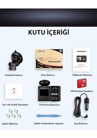 Pruveeo D30 Wi-fi 4k Araç Kamerası