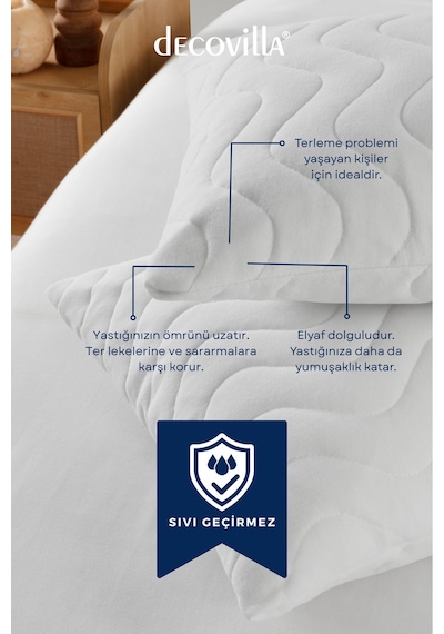 Micro Kapitone Yastık Alezi Sıvı Geçirmez 4 Lü Set Yastık Koruyucu 50x70 Beyaz