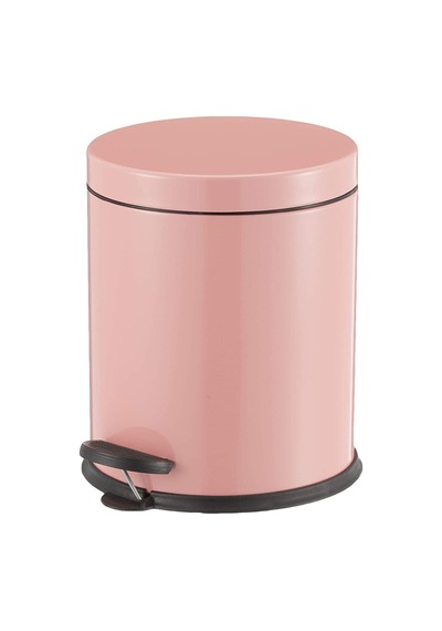 Pedallı Banyo Çöp Kovası 5lt Siyah Beyaz Pembe Metal Çok Renkli