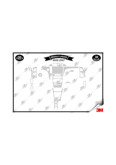 Renault Laguna 2002-2007 Torpido Konsol Trim Göğüs Maun Kaplama Set 30 Parça Gümüş