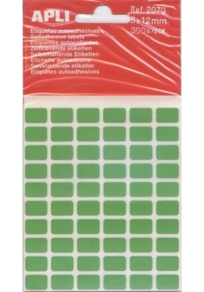 Apli Etiket 8x12 Mm Yeşil 300 Lü 25 Paket / 7500 Adet Etiket Çok Renkli