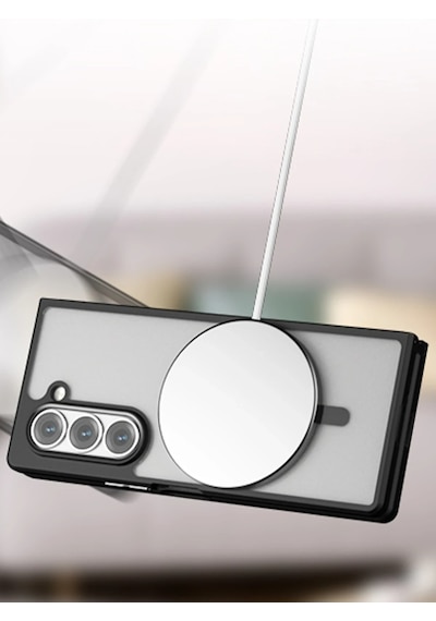 Uray Store Samsung Galaxy Z Fold 5 Kılıf Blur Fold Magsafe Kapak - Siyah