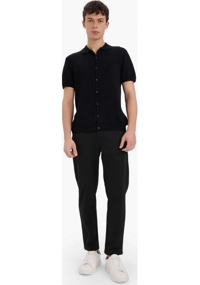 DeFacto Standart Fit Polo Yaka Kısa Kollu Siyah Triko Tişört E4603AX25SMBK27
