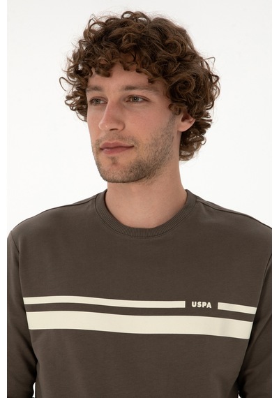 U.S. Polo Assn. Erkek Regular Fit Bisiklet Yaka Vizon İnce Sweatshirt 50313801-VR052