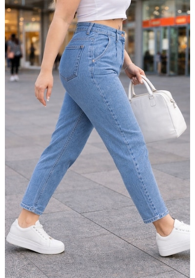 Cedy Denim Mom Fit Jean Büyük Beden Yüksek Bel Carrot Kesim Dar Paça Pileli Esnek Kot Pantolon C600 Kar Yıkama-600 Cedy Denim Mom Fit Jean Büyük Beden Yüksek Bel Carrot Kesim Dar Paça Pileli Esnek Kot Pantolon C600 Kar Yıkama-600