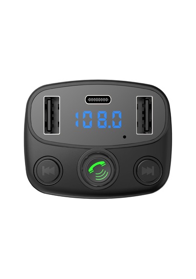 Tr Aft-10 Bluetooth 5.0 Araç İçi Fm Transmitter - 3 Portlu 2x Usb-a + 1x Usb-c Rgb Led Ekranlı Şarj Cihazı