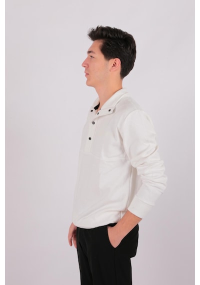 Five Pocket Fp24b2105 Erkek Dik Yaka Çıt Çıtlı Sweatshirt Ekru