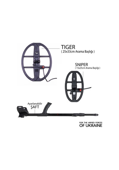 Gauss Md Dedektör Tıger 33x25,5cm + Snıper 25x15cm Başlık Pinpointer + Kulaklık