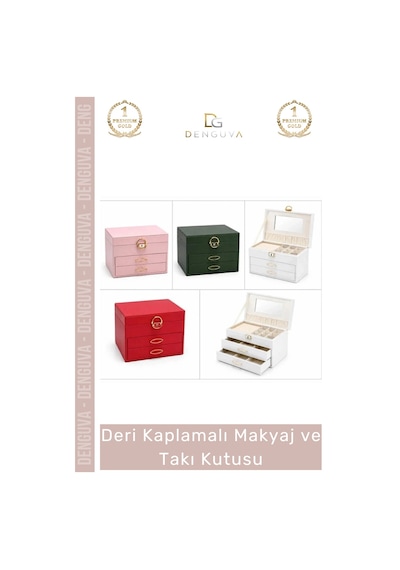 Takıkutusu Lüks Tasarım Bölmeli Organizer Suni Deri Dayanıklı Deri Kaplamalı Makyaj Takı Kutusu