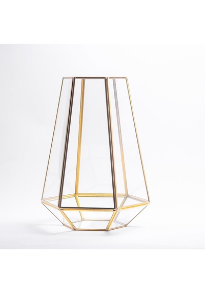 34x26x26cm Pirinç Gold Cam Geometrik Teraryum Cam Fanus Vazo Mumluk Yapımı Dekoratif Diğer