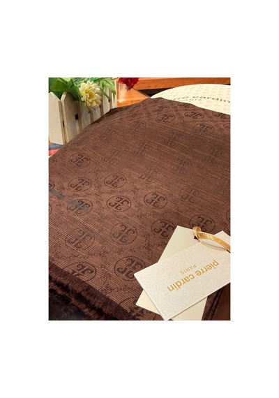 Pierre Cardin Pamuk İpek Monogram Şal Acı Kahve - 934 Acı Kahve - 934