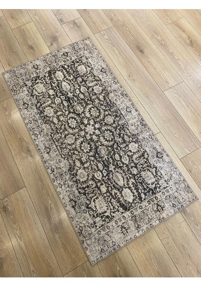 Çam Halı Anatolia 32-043 Etnik Eskitme Desenli Dokuma Tabanlı Yıkanabilir Şönil Salon Ve Oda Halısı Açık Kahverengi