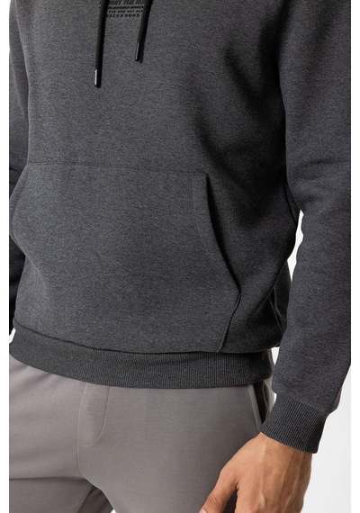 Backandbond Antrasit Regular Fit Pamuklu Kapüşonlu Sweatshirt