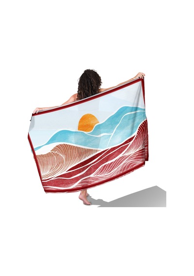 Sunwave Bordo Desen İç Göstermeyen Saten Pareo Çok Renkli