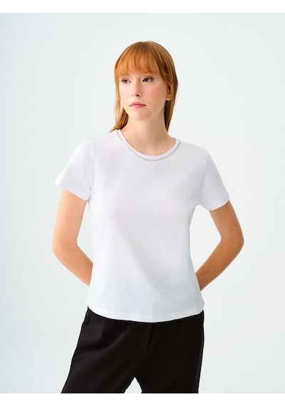 LOFT Regular Fit Kadın Tshirt K.kol Lf2037129 Q1.v1 Beyaz