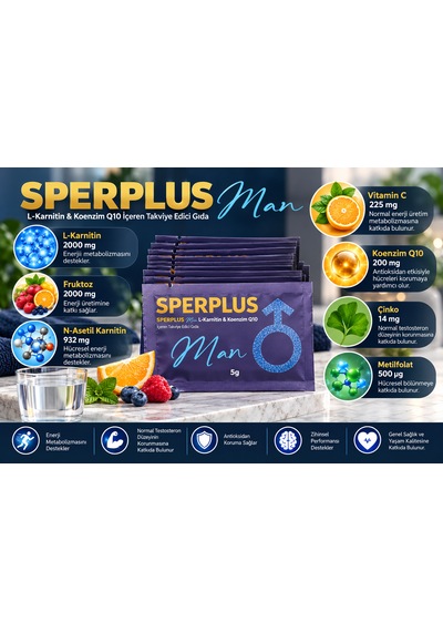 Sperplus Man L-karnitin Koenzim Q10 30 Saşe + Omega-3 30 Kapsül