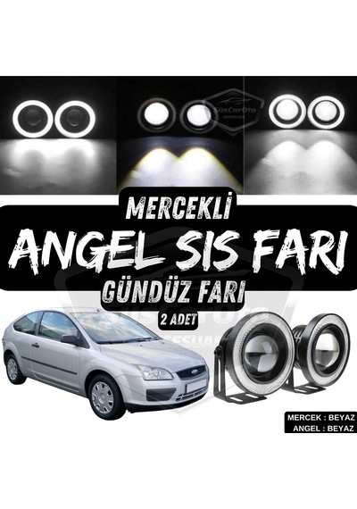 Ford Focus 2 2004-2008 Uyumlu Üniversal Mercekli Angel Sis Farı Metal Su Geçirmez 76 Mm Beyaz Gündüz Farı Angel Sis Farı 58091085