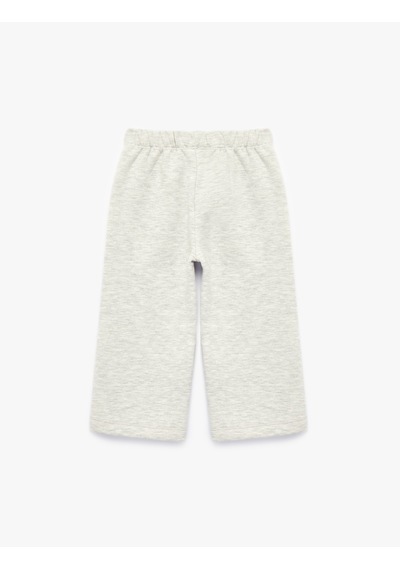 Koton Beli Lastikli Şardonlu Geniş Paça Eşofman Altı Kar Melanj 7wmg40017ak Gri Melanj