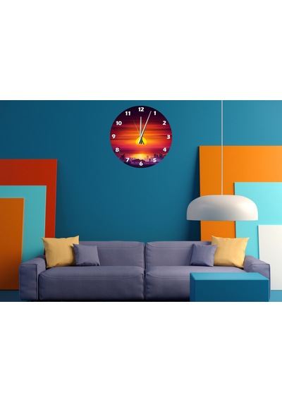 Ti-play Gündoğumu 30x30cm Akrilik Dekoratif Modern Duvar Saati ÇOk Renkli