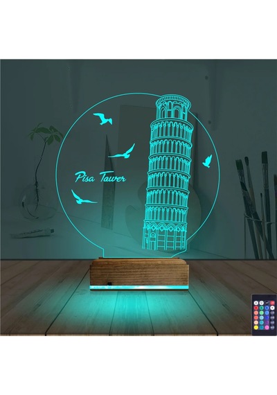 Luvivia Pisa Kulesi 3d Lamba - Masa Gece Lambası Şeffaf
