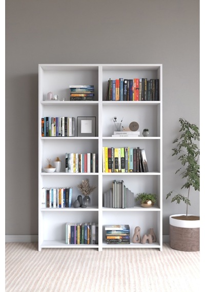 Classy 103musab 10 Raflı 2 Parça Arkalıklı Kitaplık Çok Amaçlı Dolap Beyaz