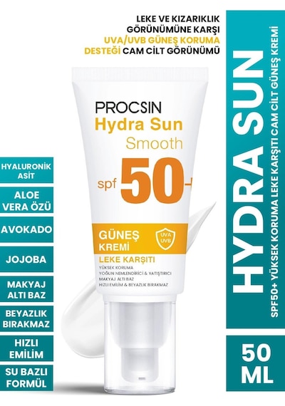 Procsin Hydra Sun Smooth Yoğun Nemlendirici ve Yatıştırıcı Leke Karşıtı Güneş Kremi SPF50+ 50 ML