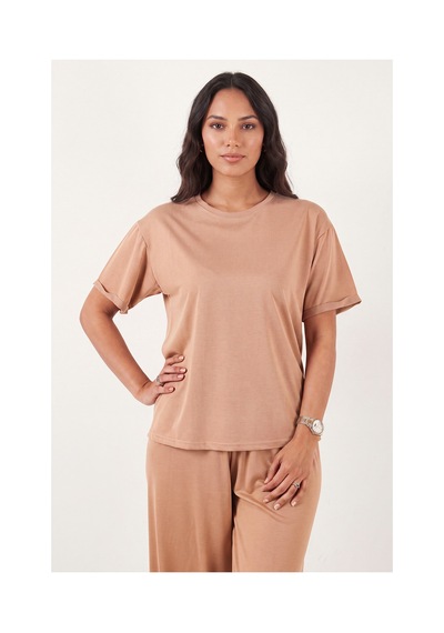 Lela Yumuşak Dokulu Bisiklet Yaka Lastikli Bel Kısa Kollu Pijama Takımı Bayan Pijama Takımı 65720102 Bej Lela Yumuşak Dokulu Bisiklet Yaka Lastikli Bel Kısa Kollu Pijama Takımı Bayan Pijama Takımı 65720102 Bej