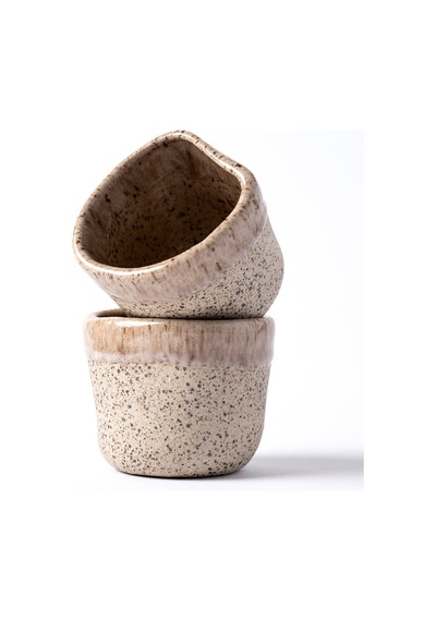 Must Bej/beyaz Stoneware El Yapımı Mug & Türk Kahvesi Karışık 2li Set 8638 Bej Beyaz