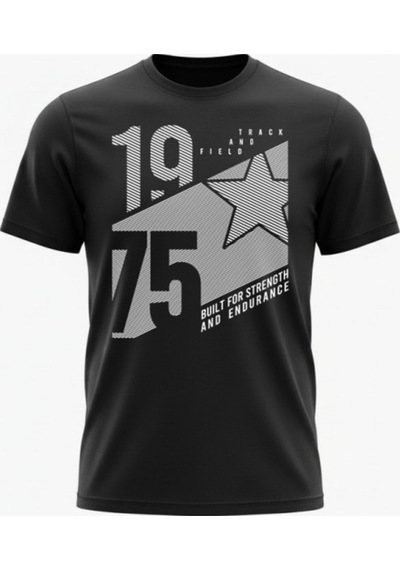 Urbantrendstore Unisex Siyah 1975 Yazılı Oversize Fit Rahat Geniş Salaş T-shirt Günlük Tişört Siyah