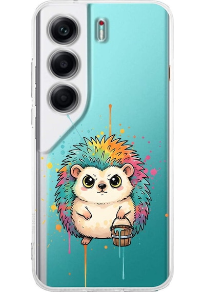 Tecno Camon 40 İle Uyumlu Splash Kirpi Tasarımlı Şeffaf Silikon Kılıf Şeffaf