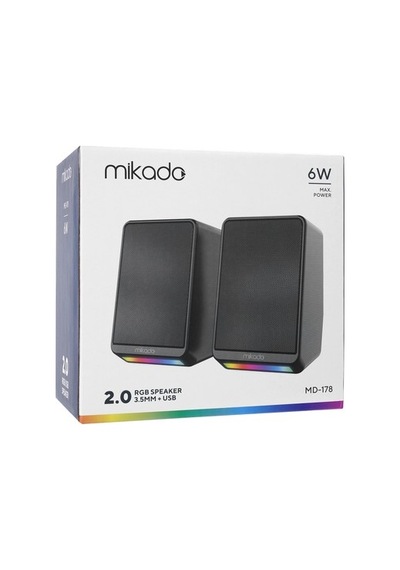 Mikado Md-178 2.0 3w 2 Siyah Rgb Aydınlatmalı Usb + 3.5mm Usb 5v Speaker