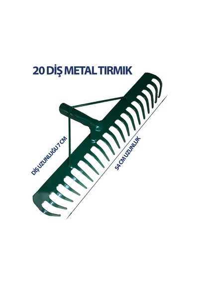 Profesyonel 20 Dişli Metal Tırmık Bahçe Ve Toprak Düzenleme İçin Dayanıklı Model