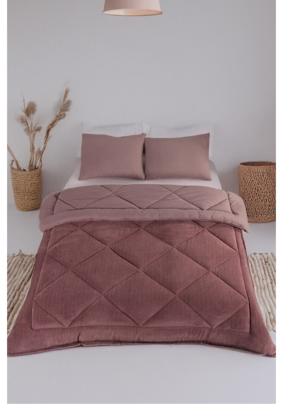 Lüks Wellsoft Çift Taraflı Yumuşak 4 Mevsim Yorgan Seti Yorgan Uyku Seti Çeyiz 195 X 215cm Gül Kurusu
