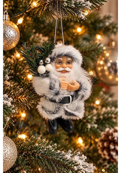 Yılbaşı Ağacı Süsü Beyaz Noel Baba 13 Cm Diğer