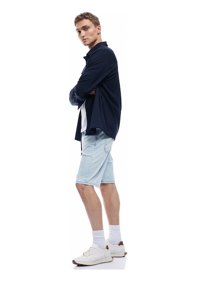 Koton Beli Bağcıklı Bermuda Slim Fit Jean Şort Açık İndigo 5sam40134nd Açık İndigo