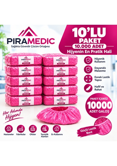 Piramedic Galoş 10 Micron 10000 Adet Pembe Galoş