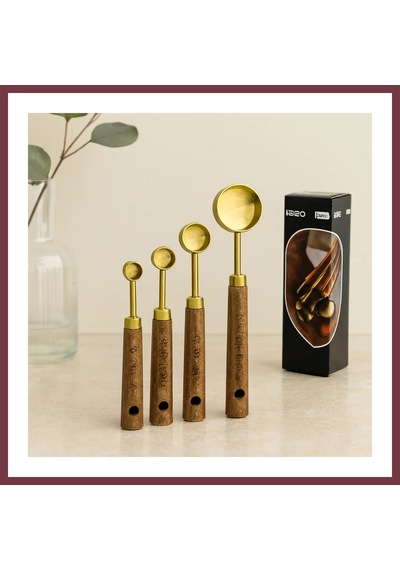 Storeşahin Altın Renk Metal 4'lü Ölçü Kaşık Seti 15ml, 5ml, 2.5ml, 1.25ml Shn0720