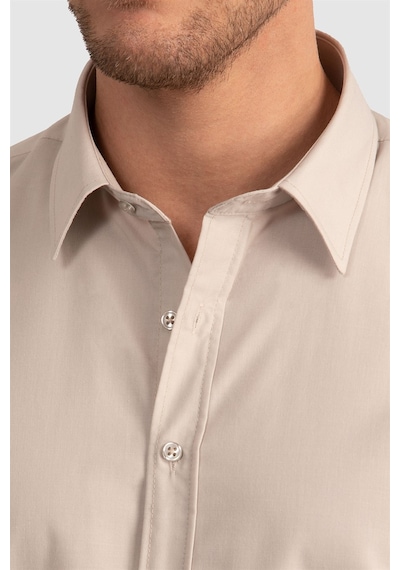 Tudors Slim Fit Dar Kesim Tery Cotton Erkek Gömlek-23364 Taş Tudors Slim Fit Dar Kesim Tery Cotton Erkek Gömlek-23364 Taş