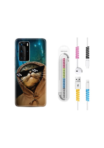 Huawei P40 Pro Kılıf Kablo Koruyuculu Troll Cat 1897