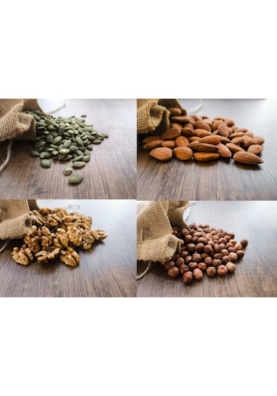Zehre 4'lü Avantaj Paketi 250 Gr Çiğ Kabak Çekirdeği İçi + 250 Gr Çiğ Badem İçi + 250 Gr Çiğ Fındık İçi + 250 Gr Ceviz İçi 1 KG
